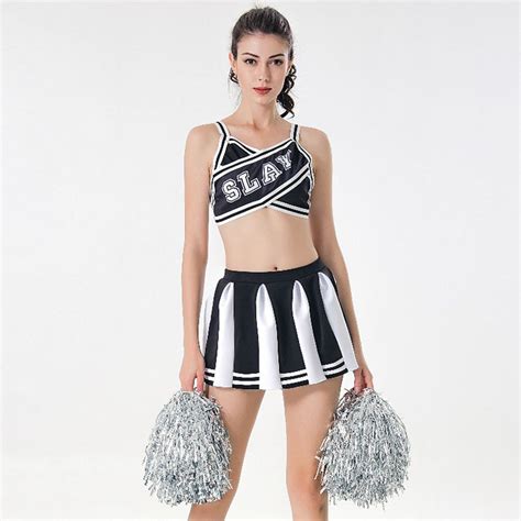 sexy adult cheerleader costume spaghetti strap crop top mini skirt set