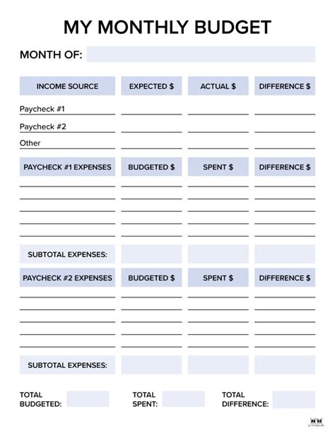 monthly budget planners   printables printabulls  printable