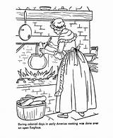 Coloring American Life Early Colonial Pages America Cooking History Printables Usa Pioneer Colony Adult Homes Sheets Books Clipart Girls Colouring sketch template