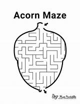 Maze Acorn Mazes Printable Nature Kids Museprintables Easy Paper Fall Worksheets sketch template