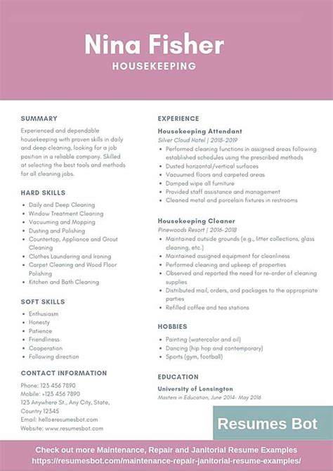 housekeeping resume samples templates pdfdoc  rb