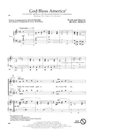 god bless america sheet  instrumental arrangement  paul