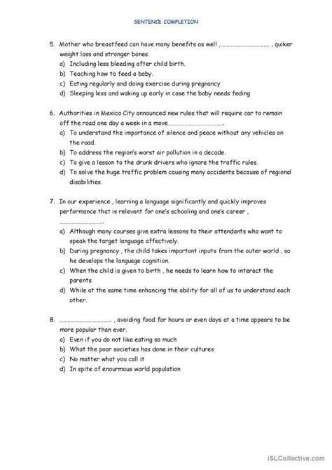 sentence completion english esl worksheets pdf and doc