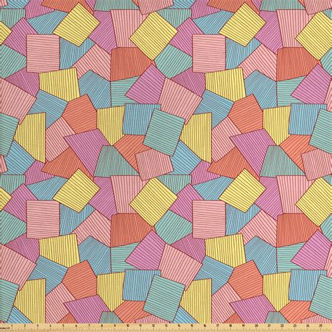 geometric fabric   yard abstract tile pattern  thin stripes