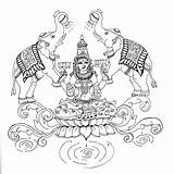 Coloring Saraswati Lakshmi Indian Sketch Haven Kerala Pooja Hindu Tanjore sketch template