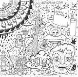 Trippy Stoner Adult Psychedelic Pothead Coloringhome Inappropriate Birijus Detailed sketch template