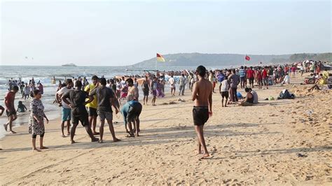goa india 25 january 2015 people at the beach in goa stock video