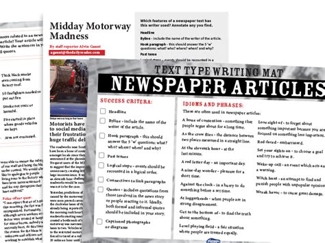 ks text types newspaper articles writing planners  model texts