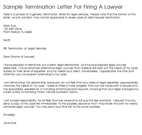 attorney termination letter templates word excel templates