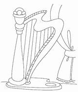 Harpa Colorir Harp sketch template