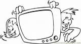 Tv Watching Coloring Kids Pages Appliances Printable Technology Color sketch template