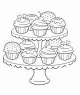 Cupcake Coloring Pages Kids Birthday sketch template