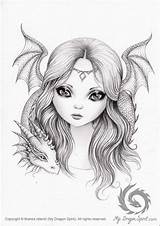 Fairy Dragon Coloring Drawing Drawings Pages Book Spirit Pencil Girl Sketches Fae Adult Elven Face Choose Board Tmblr Visit Cute sketch template
