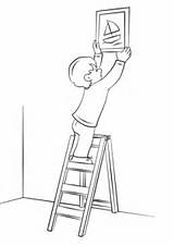 Coloring Wall Ladder Boy Hanging Clipart Pages Printable Drawing Webstockreview Template Height sketch template