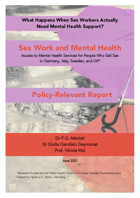 Pdf Sex Work And Mental Health Policy Relevant Report