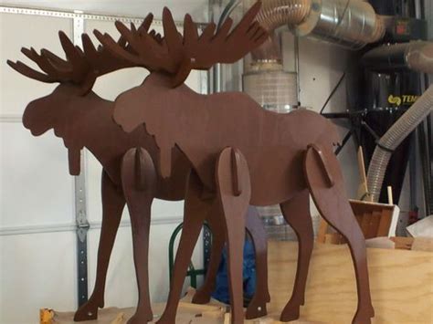 handmade lawn moose decoration  windy woods woodworking