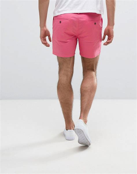 asos slim shorter chino shorts  bright pink pink slim shorts chino shorts chino