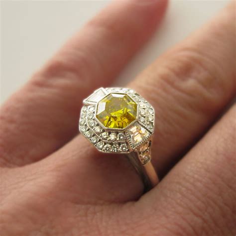 yellow diamond antique engagement rings wedding  bridal inspiration