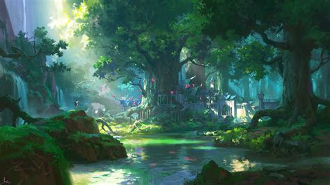 anime forest scenery  wallpaper