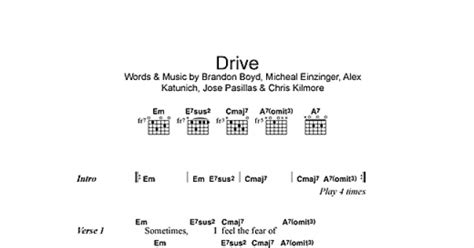 drive guitar chordslyrics print sheet