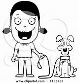 Dog Girl Her Walk Coloring Ready Happy Clipart Thoman Cory Outlined Vector Cartoon 2021 sketch template