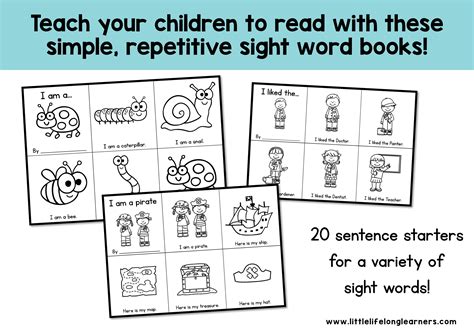 mini pre reader sight word book printables  lifelong learners