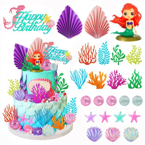 Buy 24pcs Mermaid Cake Topper Under The Sea Cake Topper With Ariel