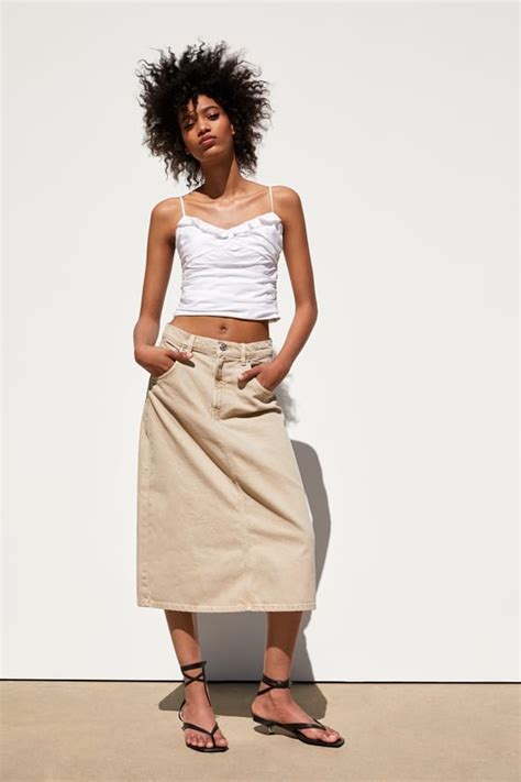 Shop Our Favorite Denim Skirts Denim Skirt Outfit Ideas 2019