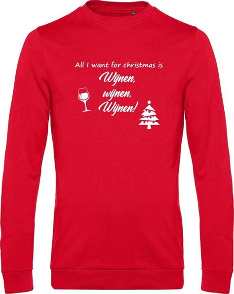 sweater met opdruk     christmas  wijnen wijnen wijnen rode sweater bolcom