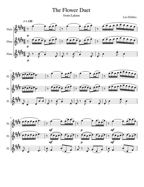 The Flower Duet 1 Sheet Music For Flute Mixed Trio