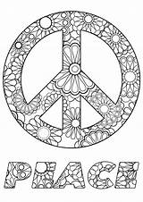 Peace Coloring Symbol Pages Flowers Stress Color Anti Zen Adult Adults Mandala Sign Text Inside Printable Sheets Flower Signs Trippy sketch template