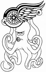 Wings Red Detroit Octopus Coloring Pages Outline Hockey Cliparts Template Logo Tattoos Wing Visit Library Clipart Sketch Choose Board sketch template