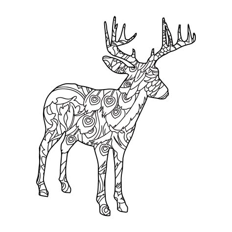 mandala deer coloring page  vector art  vecteezy