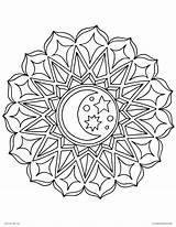 Coloring Mandala Moon Pages Printable Adults Stars Mandalas Color Kids Geometric Celestial sketch template