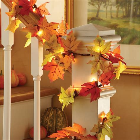 lighted fall leaves garland collections