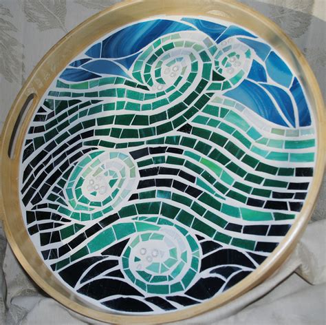 high tide mosaic serving tray mosaic tray mosaic vase mosaic