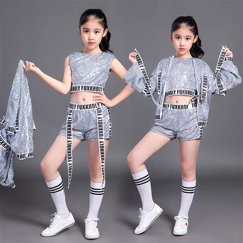 new girls jazz dance clothing sequins korean street dance lu na suite