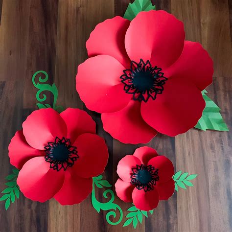 svg dxf png petal  poppy paper flowers template cricut silhouette