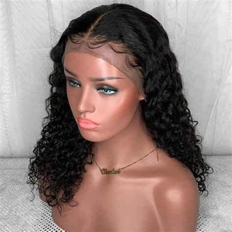 nemer glueless  curly lace front human hair wigs  baby hair brazilian  density lace