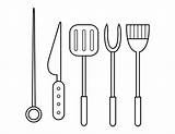 Utensils Barbecue sketch template