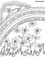 Spring Coloring Pages March Doodle Flowers Alley Rainbow Printables sketch template