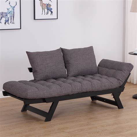 convertible sofa bed sleeper couch chaise lounge chair adjustable padded pillow ebay