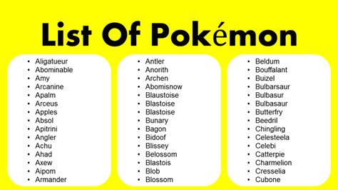 list  pokemon pokemon starting     grammarvocab
