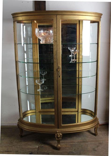 oval curved glass curio cabinet    dixonsantiques  ruby lane