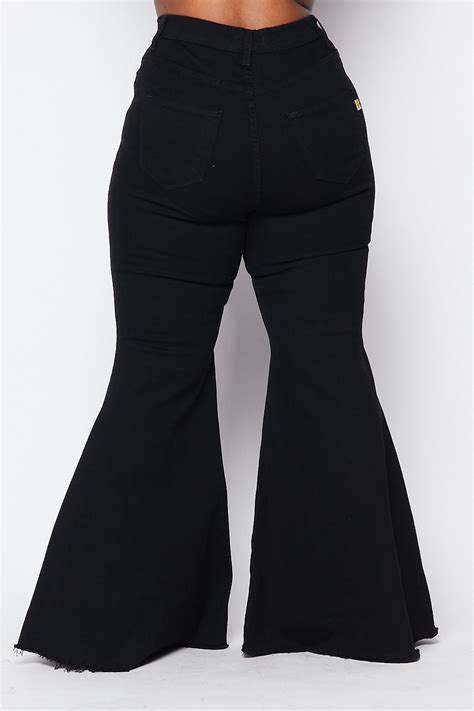 size high waisted super flare bell bottoms jeans black