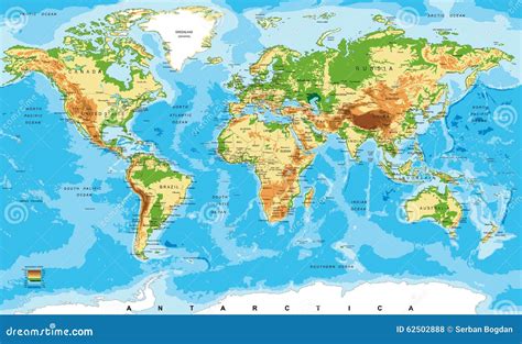 fysieke kaart van de wereld vector illustratie afbeelding