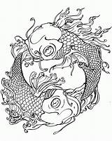 Coloring Pages Koi Japanese Fish Tattoo Dragon Japan Fire Pisces Tattoos Printable Water Garden Coy Deviantart Adult Sheets Coloringtop Detailed sketch template