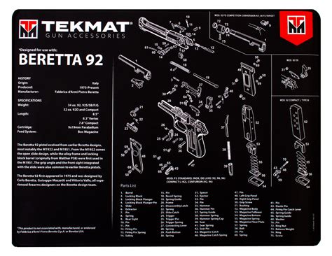 buy tekmat beretta  parts diagram  ultra premium cleaning mat