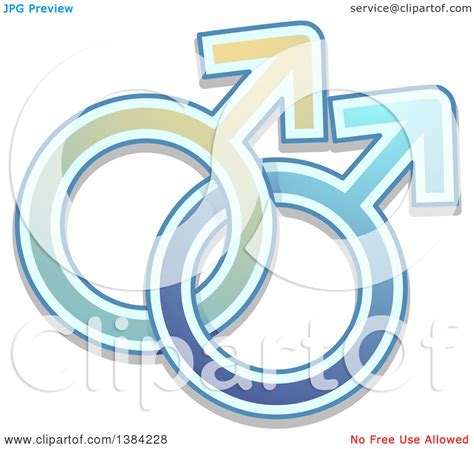 Clipart Of Blue Intertwined Male Gender Symbols Royalty Free Vector