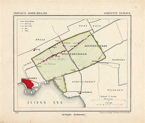 antique map netherlands town plan blokker noord holland kuyper kuijper  carte